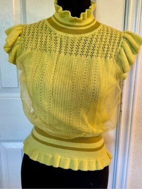 Snidel sweater top with tulle overlay